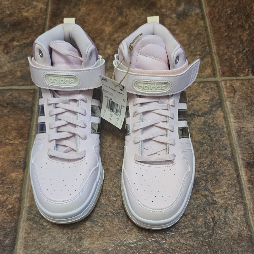 Adidas Pink and Silver Athletic Shoes(cloudfoam)